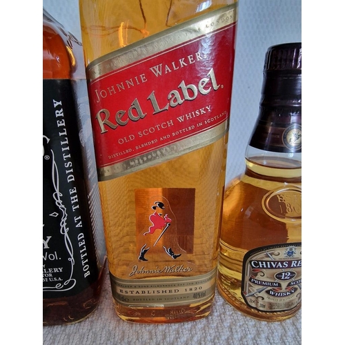 144 - Whisky Collection; Jack Daniels (1 Ltr, 40%), Johnnie Walker Red Label (70cl, 40%), Chivas Regal (20... 