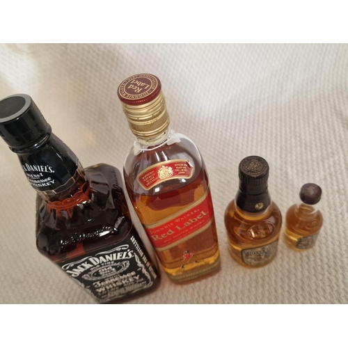 144 - Whisky Collection; Jack Daniels (1 Ltr, 40%), Johnnie Walker Red Label (70cl, 40%), Chivas Regal (20... 