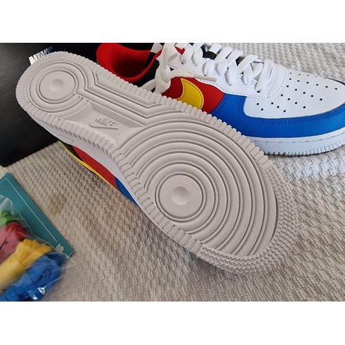 159 - Nike Air Force 1 07 QS 'UNO' 50th Anniversary Trainers / Sneakers, White with Yellow Zest, (DC8888-1... 