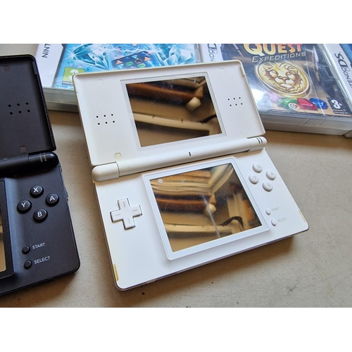 161 - 2 x Nintendo DS Lite (Model: USG-001), White & Black Colours, Together with 18 x Games and Carry Cas... 