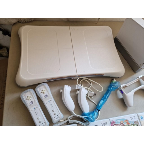 161B - Large Nintendo Wii Lot; Wii Console (Model: RVL-001 EUR), Complete with 2 x Pairs of Controllers, Wi... 