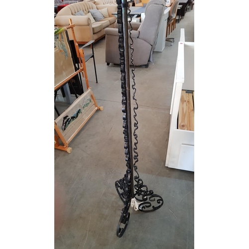 634 - Decorative Wrought Iron Floor Standing Lamp with Classic Cream Lamp Shade, * Tested & Working *