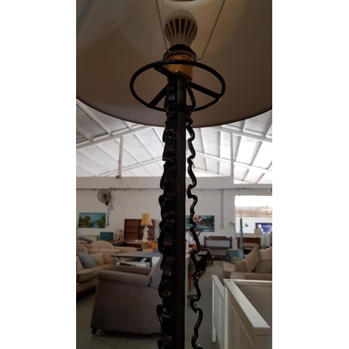 634 - Decorative Wrought Iron Floor Standing Lamp with Classic Cream Lamp Shade, * Tested & Working *