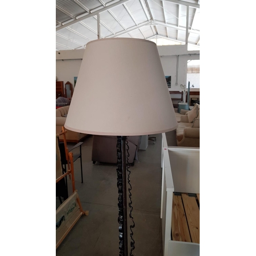 634 - Decorative Wrought Iron Floor Standing Lamp with Classic Cream Lamp Shade, * Tested & Working *