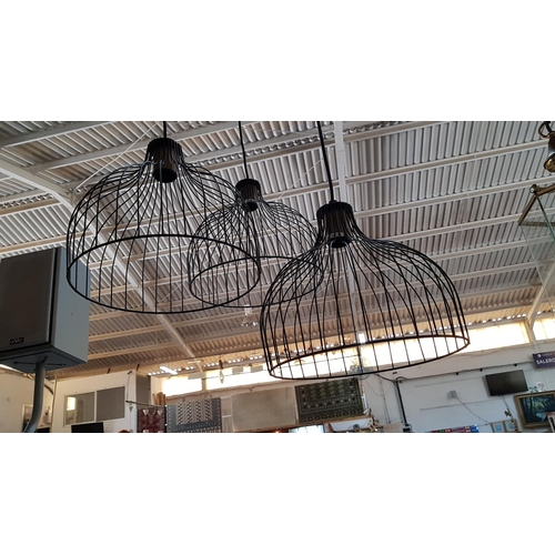 635 - Modern / Designer Light Fitting with 3 x Hanging Black Metal Wire Spheres, * Unused, still in Plasti... 