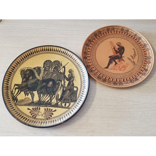 721 - 5 x Hand Painted Decorative Greek Souvenir Plates, (Max. Approx. Ø: 32,5cm), (5)