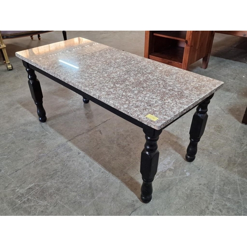 722 - Rectangular Coffee Table with Marble and Turned Legs, (Approx. 96 x 43 x 43cm)