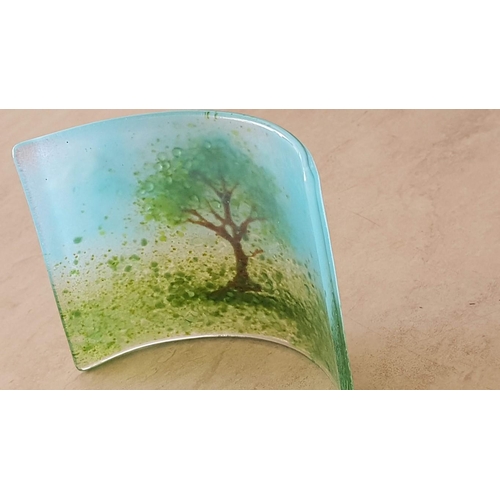 696 - Art Glass Hand Made 'Landscape Curve with Tree', (Approx. 12.5 x 10cm), Together with 2 x Decorative... 