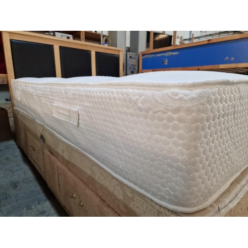 698 - Double Divan Bed with Wood & Leatherette Panel Headboard, Storage Drawers and 'Highgate Beds' Rhapso... 