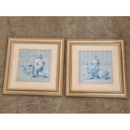 662 - Framed Prints of Blue & White Porcelain, Titled 'China Collection I' and 'China Collection II', by A... 