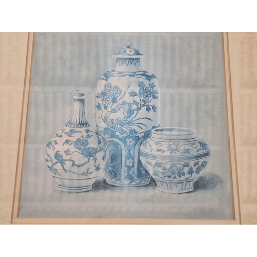 662 - Framed Prints of Blue & White Porcelain, Titled 'China Collection I' and 'China Collection II', by A... 