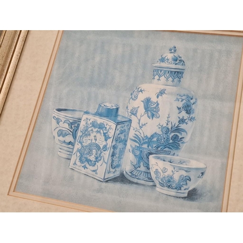 662 - Framed Prints of Blue & White Porcelain, Titled 'China Collection I' and 'China Collection II', by A... 