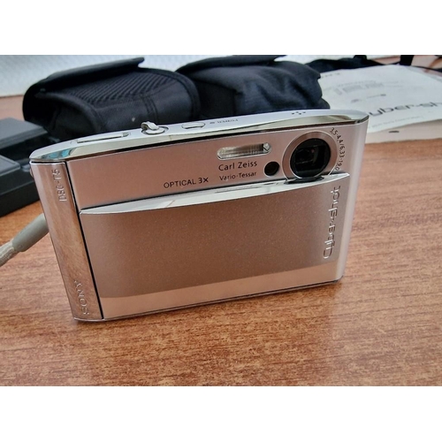 651 - 2 x Digital Cameras; Sony Cybershot  DSC-T5 with 3x Optical Zoom and 5.1MP, Together with Sony Cyber... 