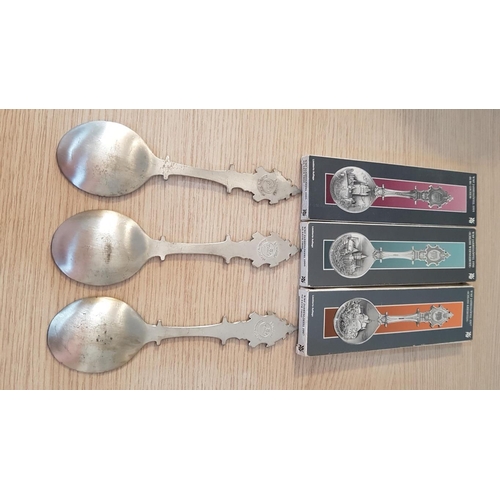 738 - Collection of 13 x 'WMF' German Schloss Linderhof Annual Souvenir Pewter Spoons with Decorated Bowls... 