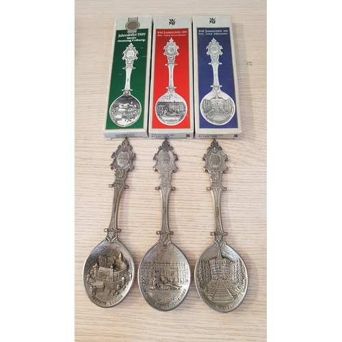 738 - Collection of 13 x 'WMF' German Schloss Linderhof Annual Souvenir Pewter Spoons with Decorated Bowls... 