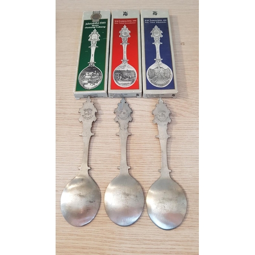 738 - Collection of 13 x 'WMF' German Schloss Linderhof Annual Souvenir Pewter Spoons with Decorated Bowls... 