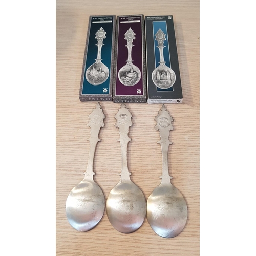 738 - Collection of 13 x 'WMF' German Schloss Linderhof Annual Souvenir Pewter Spoons with Decorated Bowls... 