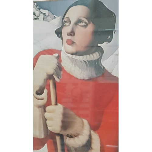 740 - Framed Saint-Moritz (Woman in Red Pullover) Modern Art Print After Painting by Tamara Lempicka (1929... 