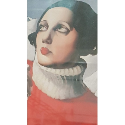 740 - Framed Saint-Moritz (Woman in Red Pullover) Modern Art Print After Painting by Tamara Lempicka (1929... 