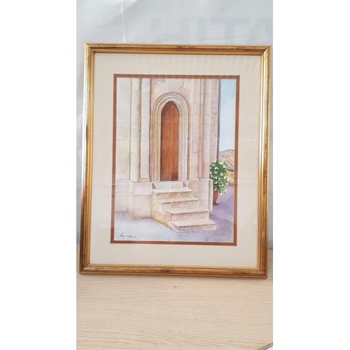 744 - Original Water Colour Painting Titled 'The Church of Love, Valva' by Kathryn Andreas, (Approx. 42.5 ... 