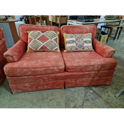 760 - 'Ethan Allen' 3-Seater and 2-Seater Sofas; Hardwood Frames with Red Patterned Fabric Upholstery and ... 