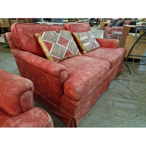 760 - 'Ethan Allen' 3-Seater and 2-Seater Sofas; Hardwood Frames with Red Patterned Fabric Upholstery and ... 