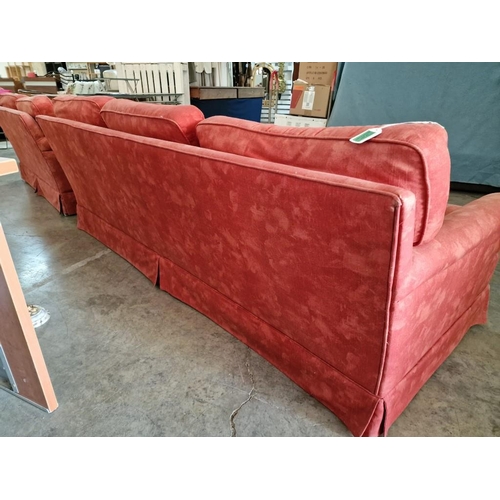 760 - 'Ethan Allen' 3-Seater and 2-Seater Sofas; Hardwood Frames with Red Patterned Fabric Upholstery and ... 