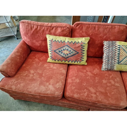 760 - 'Ethan Allen' 3-Seater and 2-Seater Sofas; Hardwood Frames with Red Patterned Fabric Upholstery and ... 