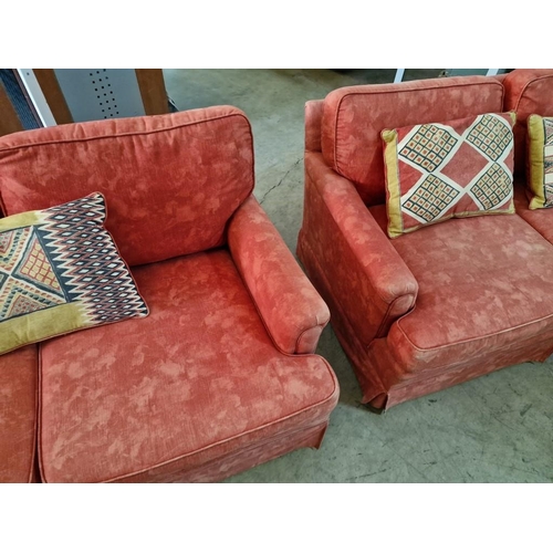 760 - 'Ethan Allen' 3-Seater and 2-Seater Sofas; Hardwood Frames with Red Patterned Fabric Upholstery and ... 