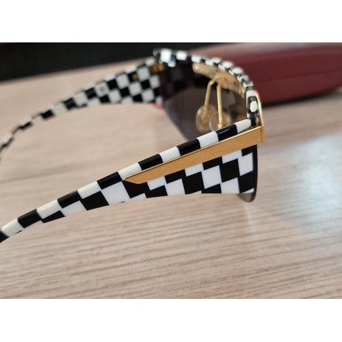 774 - Lorence Design Sunglasses with Black & White Check Pattern, Made in Italy, (TOP MASK-C659) with Gold... 