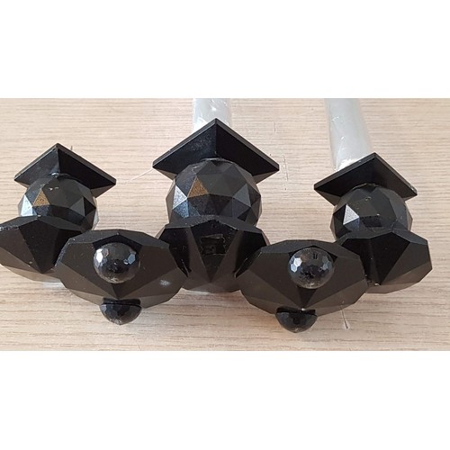 44 - Swarovski Black Crystal Triple Candle Holder with Candles