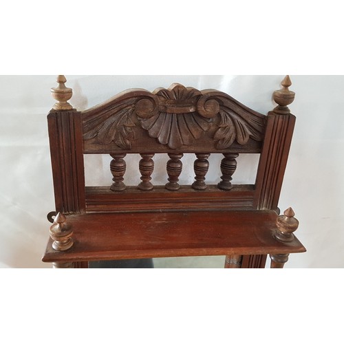 16 - Late Victorian Wooden Wall Bracket with Beveled Mirror and Shelves, (Approx. 70 x 29cm)