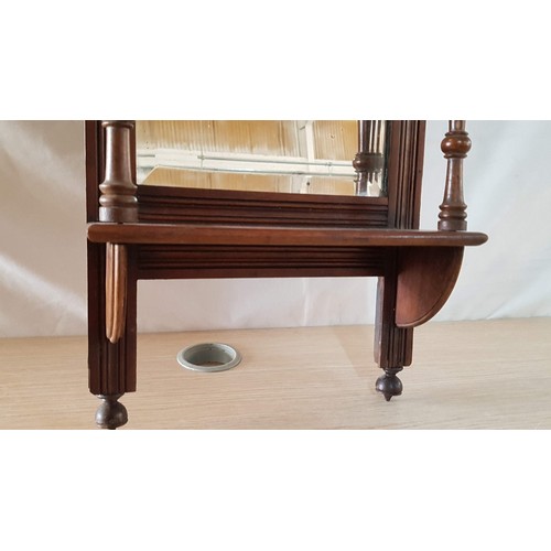 16 - Late Victorian Wooden Wall Bracket with Beveled Mirror and Shelves, (Approx. 70 x 29cm)