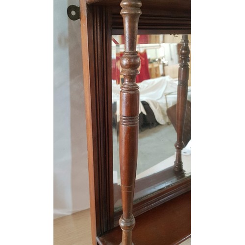 16 - Late Victorian Wooden Wall Bracket with Beveled Mirror and Shelves, (Approx. 70 x 29cm)