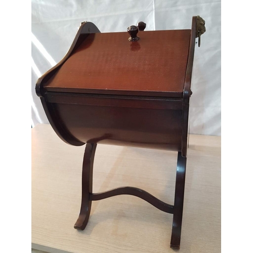 1A - Vintage Wooden Standing Knitting / Sewing Box with Padded and Lined Interior, (Approx. 49 x 42 x 49c... 