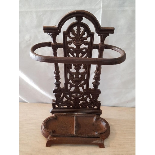 11 - Vintage Cast Iron Umbrella / Stick Stand, Complete with Tray, (Approx. 48 x 32cm)