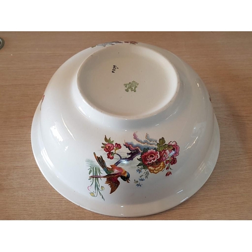 15 - Burslem England Vintage Jug & Wash Bowl Set with 'Birds & Flowers' Motif, (Approx. Bowl: Ø: 40cm, Ju... 