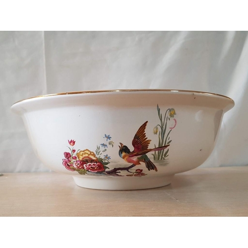 15 - Burslem England Vintage Jug & Wash Bowl Set with 'Birds & Flowers' Motif, (Approx. Bowl: Ø: 40cm, Ju... 