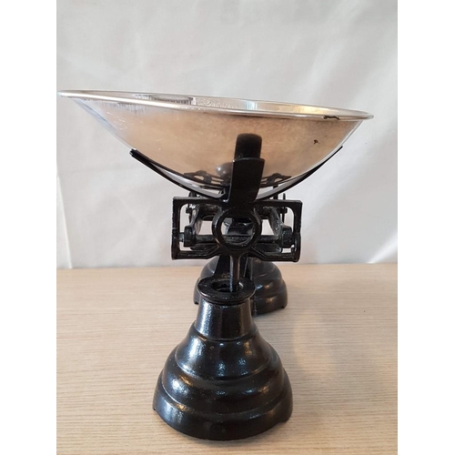 28 - Vintage Libra Kitchen Balance Scales with Chromed Bowls and Set of 6 x Chromed Bell Weights