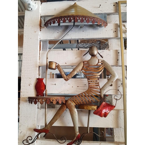 32 - Wall Mounted 'Parisian Cafe Lady', (Approx. 80 x 50cm)