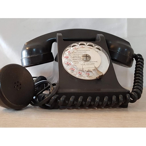 33 - Mid-Century, Circa 1950's French Black Bakelite Rotary Dial Telephone, 'Appareil Mobile BCI'