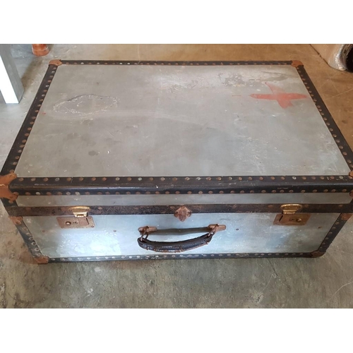 37 - Ex. Military Metal Covered Trunk / Case, as Used in the Tropics in the 1950's. Probably Belonged to ... 