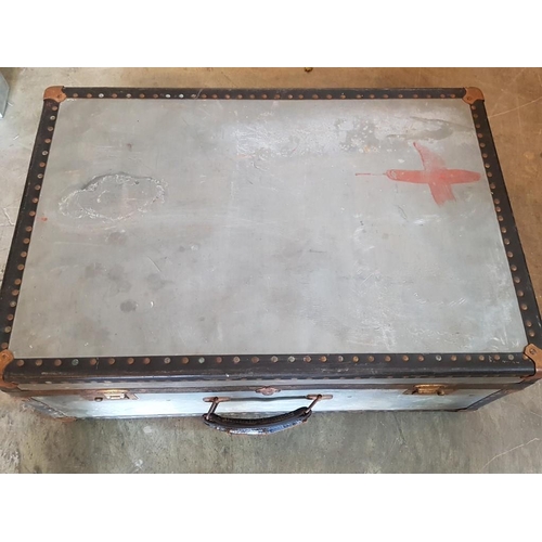 37 - Ex. Military Metal Covered Trunk / Case, as Used in the Tropics in the 1950's. Probably Belonged to ... 