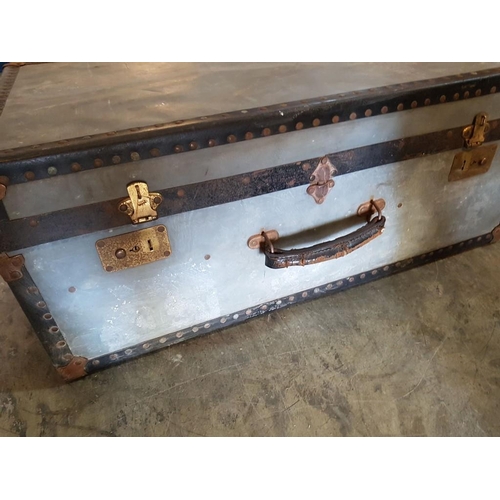 37 - Ex. Military Metal Covered Trunk / Case, as Used in the Tropics in the 1950's. Probably Belonged to ... 