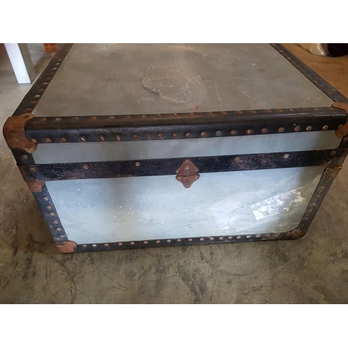 37 - Ex. Military Metal Covered Trunk / Case, as Used in the Tropics in the 1950's. Probably Belonged to ... 