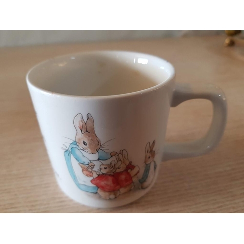 40 - 3 Pieces of Wedgwood 'Peter Rabbit' Crockery; Bowl (Ø: 15cm), Baby Dish (Ø: 17cm) and Beaker (H: 8cm... 