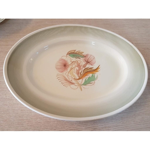 42 - Susie Cooper Platter (Approx. 26 x 38cm), Together with 5 x Matching Dinner Plates (Ø: 26cm), 'Crown... 