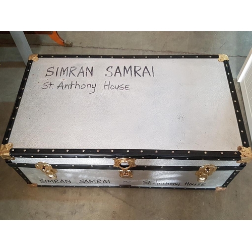 47 - British Made 'Mossman' Aluminium Shipping Trunk with Handles & Clasps, (Approx. 92 x 54 x 36cm)