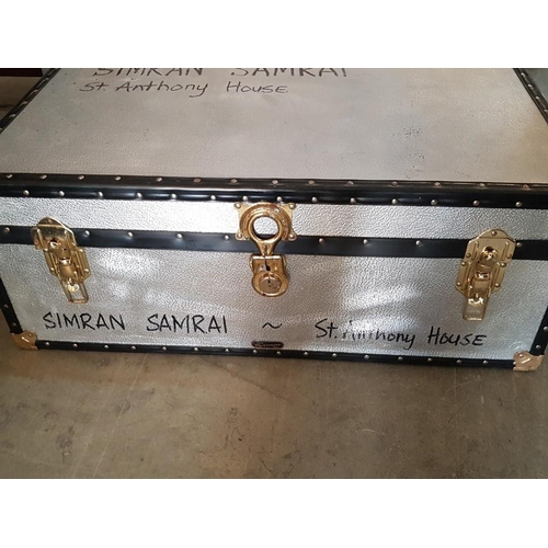 47 - British Made 'Mossman' Aluminium Shipping Trunk with Handles & Clasps, (Approx. 92 x 54 x 36cm)