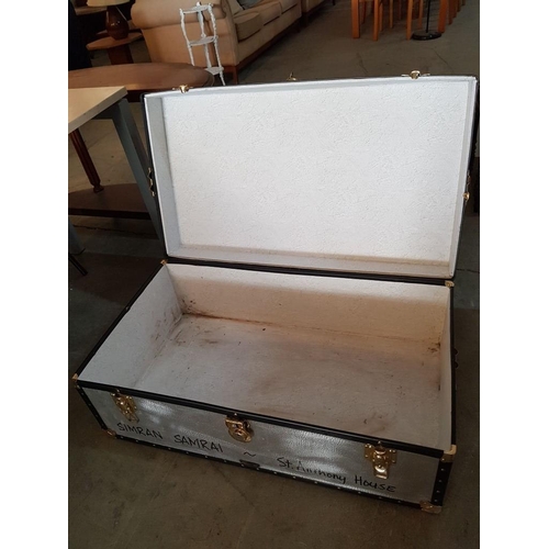 47 - British Made 'Mossman' Aluminium Shipping Trunk with Handles & Clasps, (Approx. 92 x 54 x 36cm)